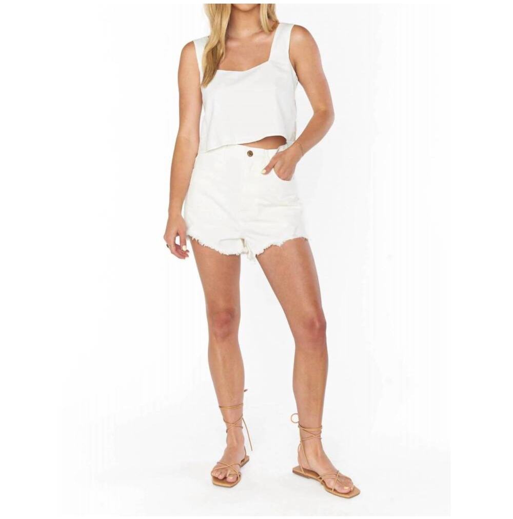 Show Me Your MuMu Shorts Womens 27 Cream White Tucson Seasalt Distressed Denim